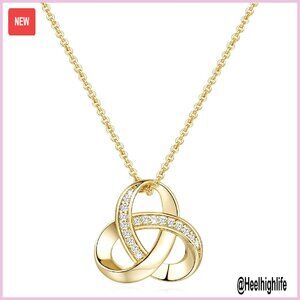 14K Gold Love Knot Infinity Pendant Necklace Adjustable 20in